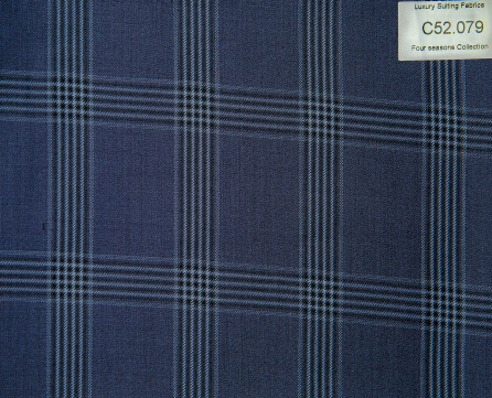 C52.079 Kevinlli Four Season Colletion - Vải 50% Wool - Xanh navy Caro